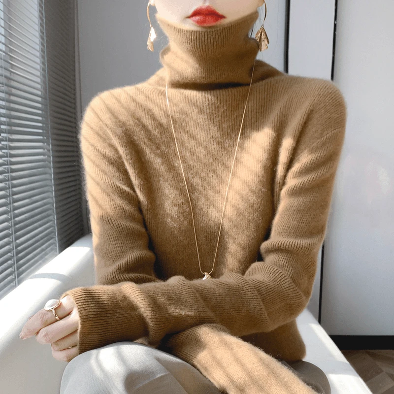 超柔软打底衫修身长袖高领毛针织衫秋冬显瘦套头堆堆领