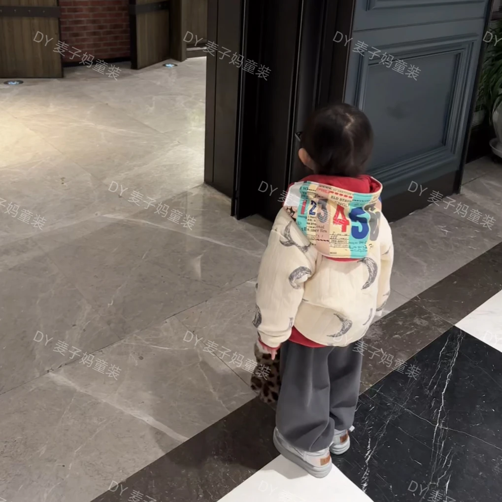 现MZ.儿童冬季薄绒日系月亮印花百搭轻薄外套1187