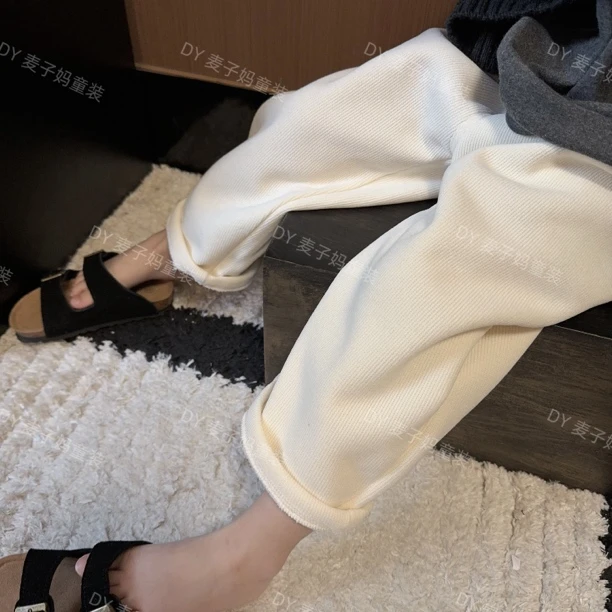 现MZ.儿童冬季新款百搭加绒一体绒韩版直筒裤休闲裤1146