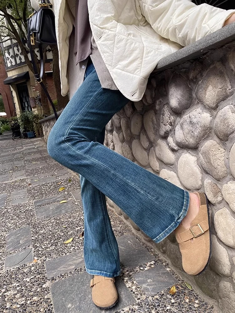 孕妈裤子外穿春秋款微喇叭牛仔裤时尚显瘦弹力托腹打底裤长裤春装