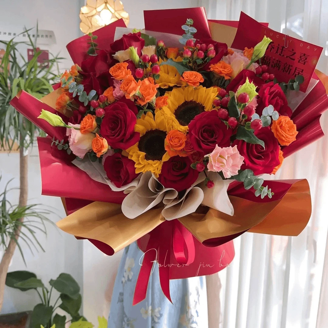 母亲节百合康乃馨花束祝贺寿生日搬家乔迁鲜花同城配送花店手捧花