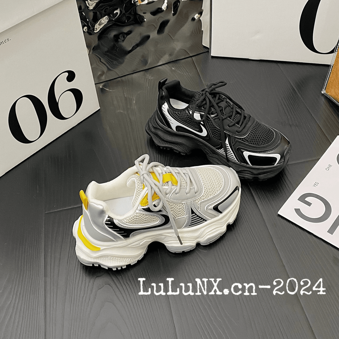 妥妥浪网红同款厚底增高老爹鞋女2024春季新款百搭松糕休闲运动鞋