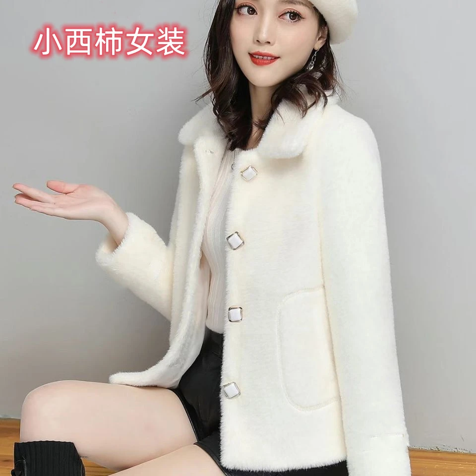 2024冬新款小个子（方扣）款加厚时尚短款女士洋气外套毛呢修身韩版