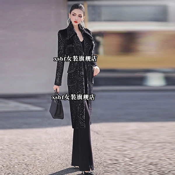 秋冬设计感可脱卸小香风马甲大衣两件套新款中长款过膝外套