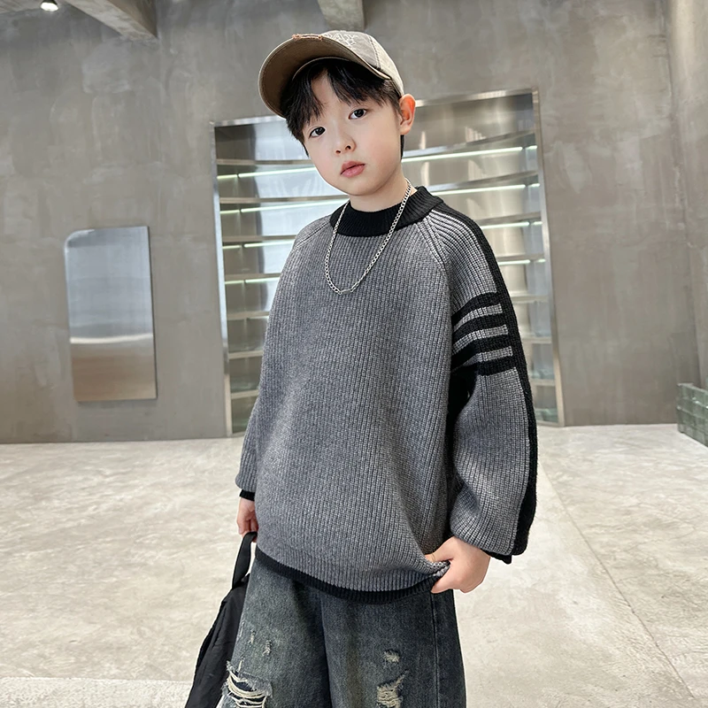 男童冬装套头毛衣2024新款中大儿童秋冬款加厚针织衫男孩冬季洋气