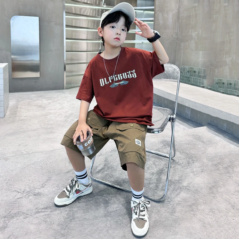 男童夏装套装2024新款儿童痞帅男孩夏季短袖中大童潮帅气时髦炸街