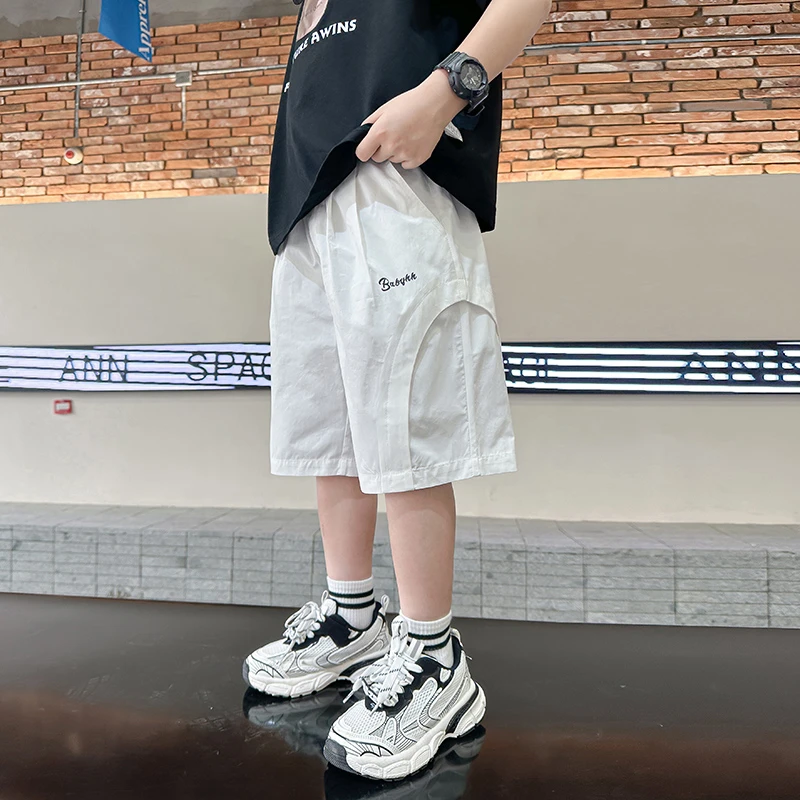 男童夏季白色速干工装短裤2024新款运动五分裤儿童装夏装帅气裤子