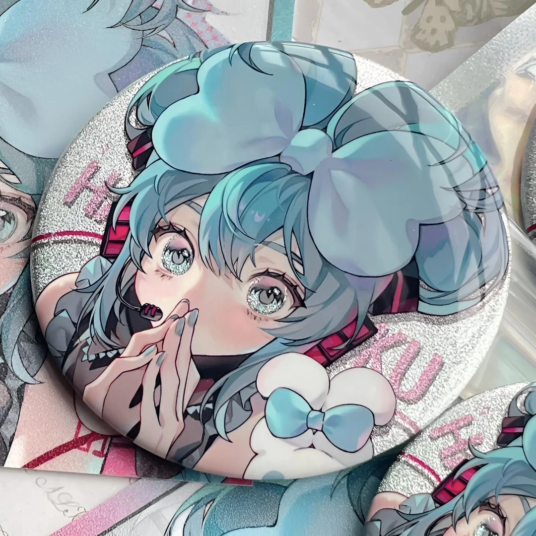 【Miku初音】 初音未来同人银葱吧唧周边谷徽章绝美吧唧摆件ins75mm