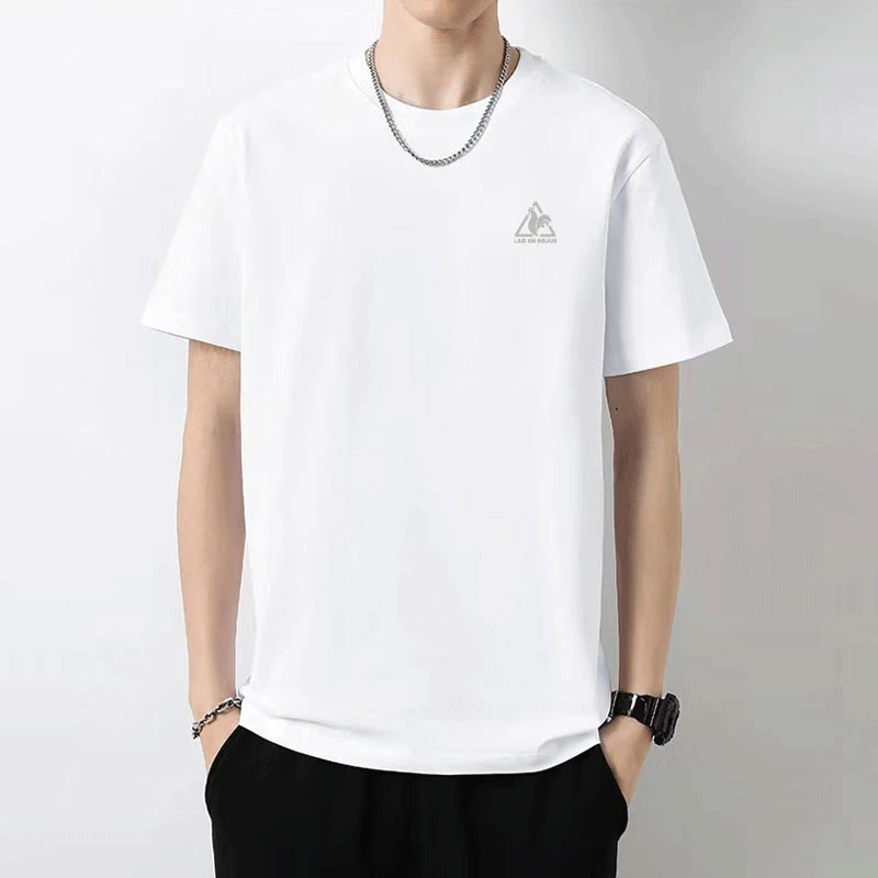 240克纯棉纯色短袖打底衫T恤精梳棉男女大码宽松落肩硅胶反光标