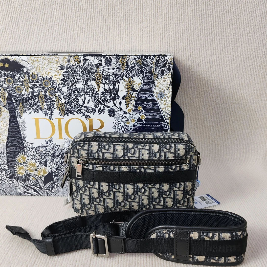 95新 DIOR/迪奥 小鱼儿/4072804/经典帆布老花相机包单肩斜挎包