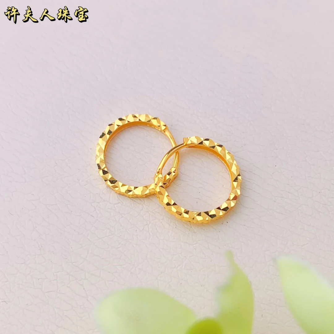许夫人珠宝AU750时尚气质爆闪矩形小耳圈耳扣（一对）