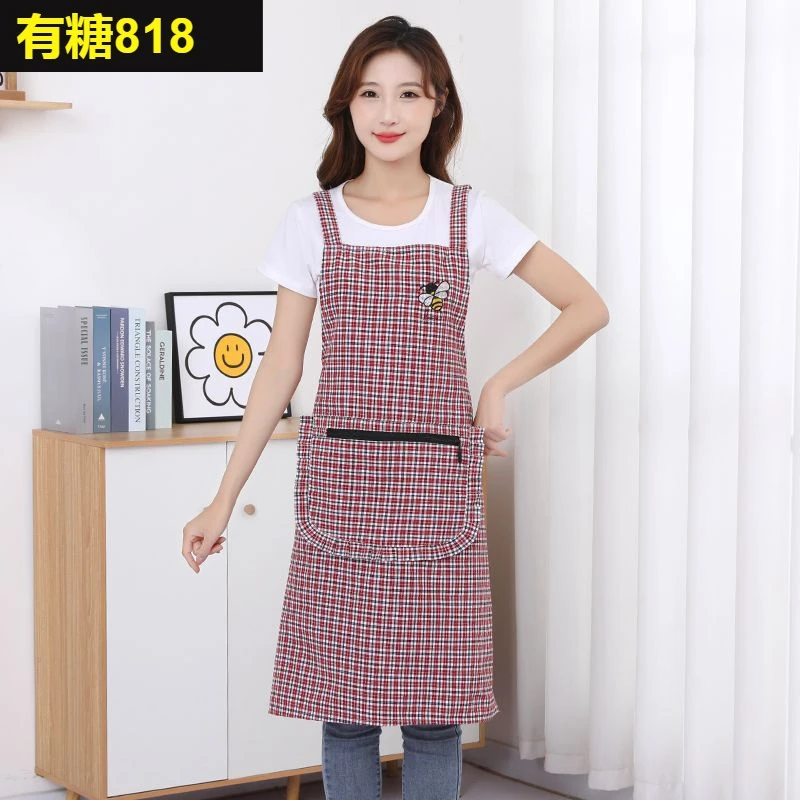 围裙厨房专用纯棉背带围裙长款加长厨房家用做饭工作服新款防污时