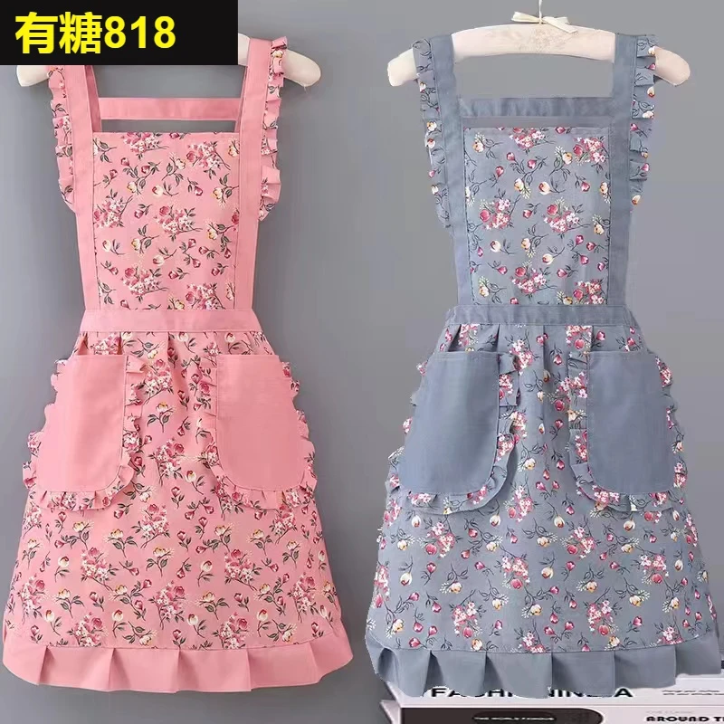 围裙厨房专用韩版女时尚加厚棉布透气围裙家用厨房做饭工作服无袖