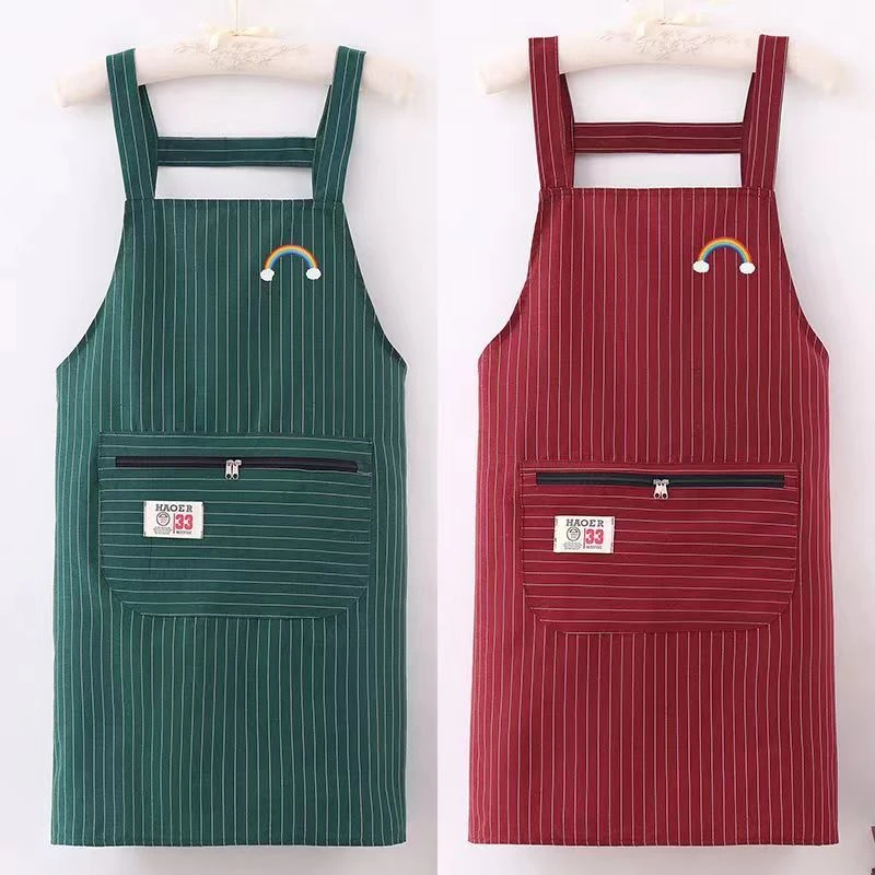 围裙厨房专用围裙时尚棉无袖罩衣拉链大兜厨房家用防油污背心式围