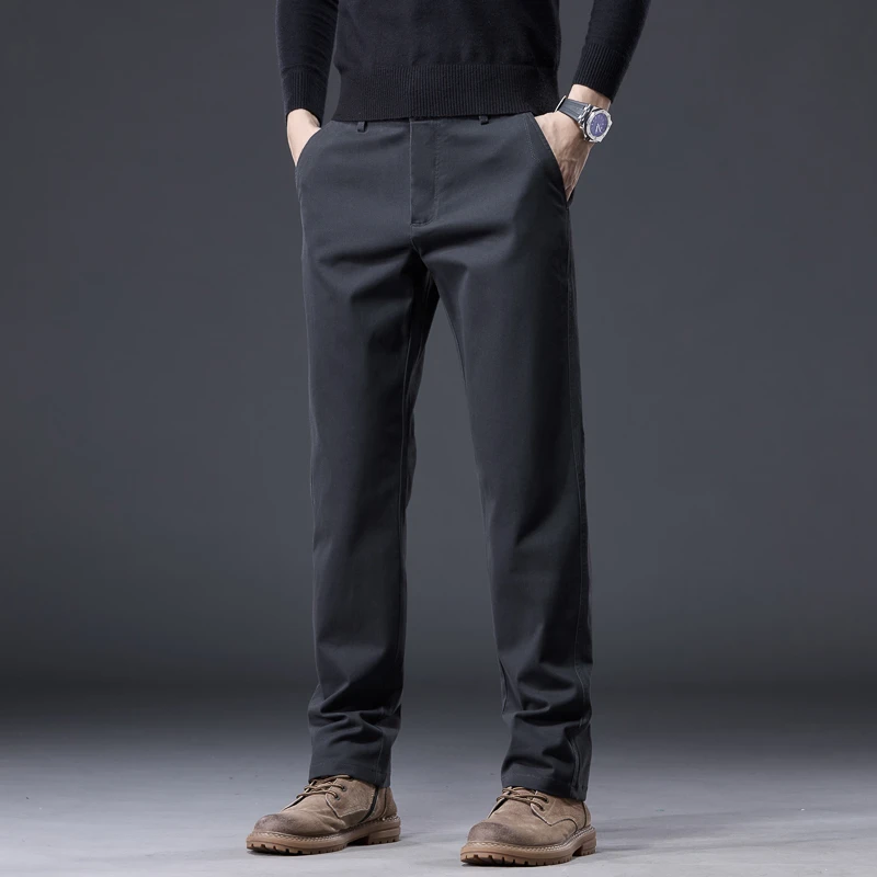 秋季直筒休闲裤男款冬季高档商务男士裤子中年宽松舒适百搭长裤子