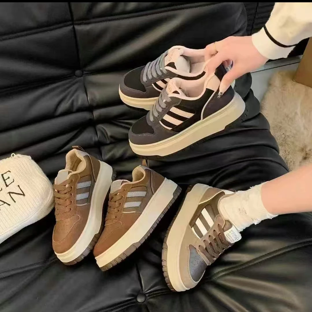 女款加绒厚底经典百搭休闲鞋A308-1