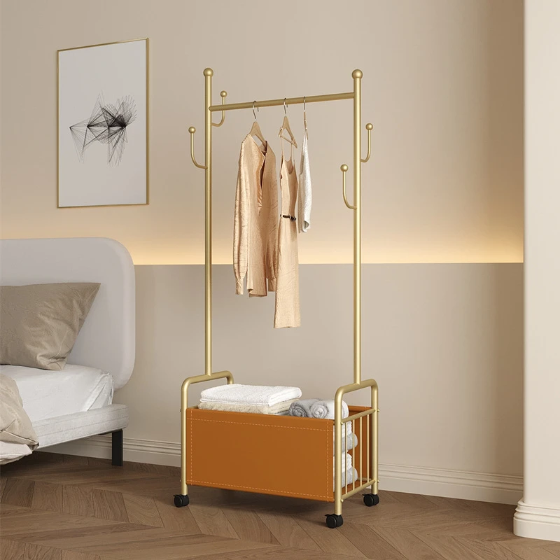 奶油风家用落地式衣帽架简约现代可移动轻奢挂衣架网红衣服收纳架