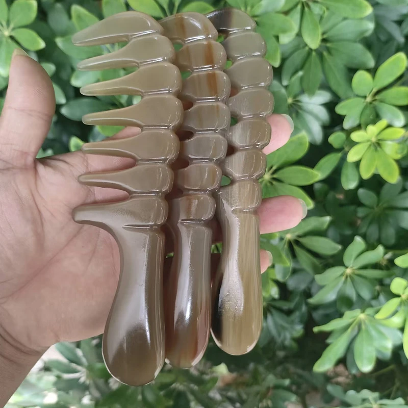 正品大齿大号牛角梳子七齿梳宽齿粗齿家用眼部梳头部烫发卷发