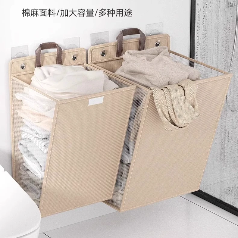 新疆包邮脏衣服收纳筐挂袋可折叠布艺卫生间脏衣篮脏衣篓家用壁挂