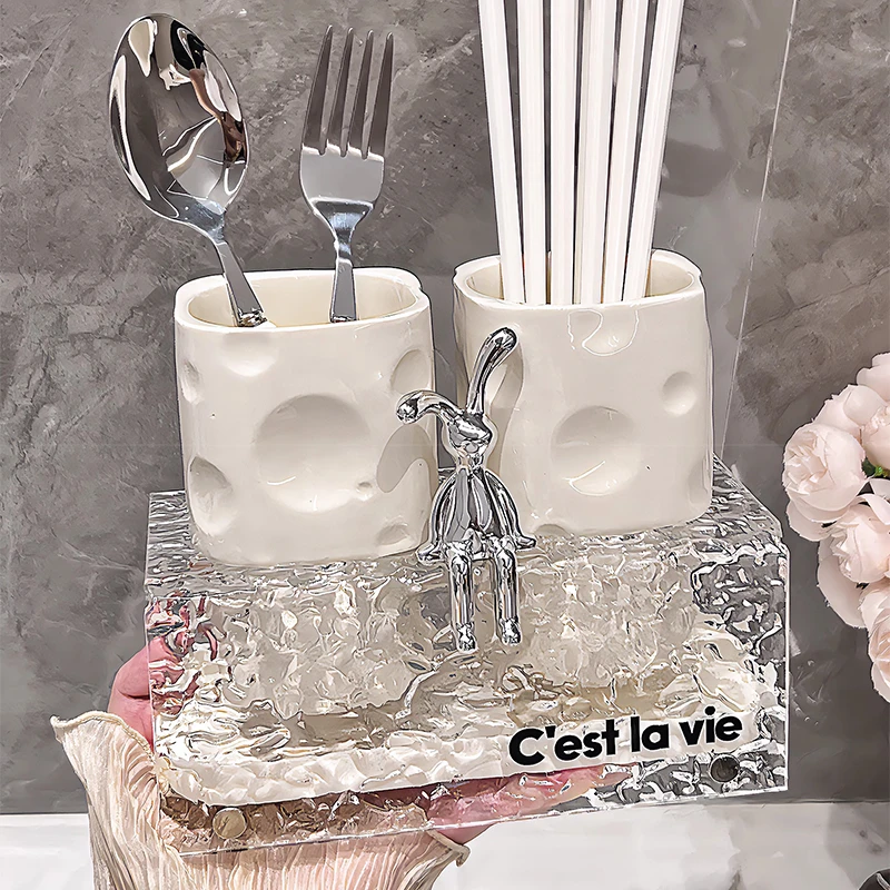 新疆包邮筷子收纳筒家用轻奢高档陶瓷筷子盒创意筷子沥水架筷笼