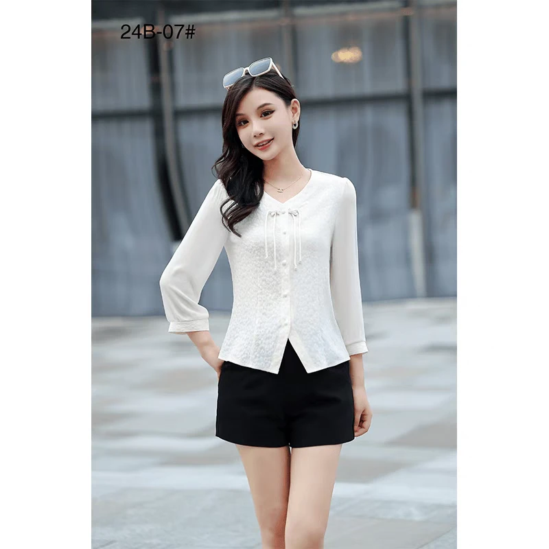 GS07新中式国风盘扣长袖衬衫女2024秋季新款气质减龄显瘦别致上衣