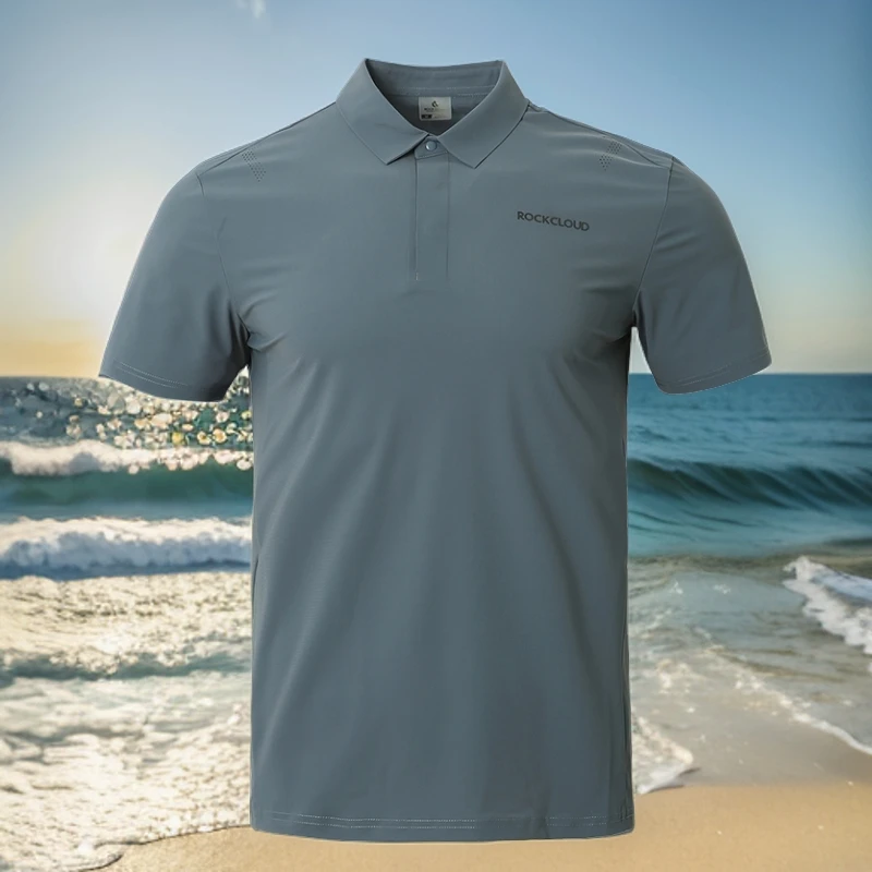 RockCloud/岩云户外运动休闲舒适纯色弹力快干男款Polo衫