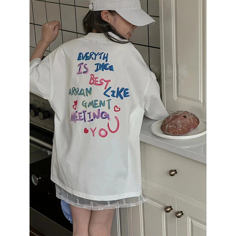 K26546韩国童装女童夏装短袖T恤儿童上衣2025新款女大童打底衫潮t