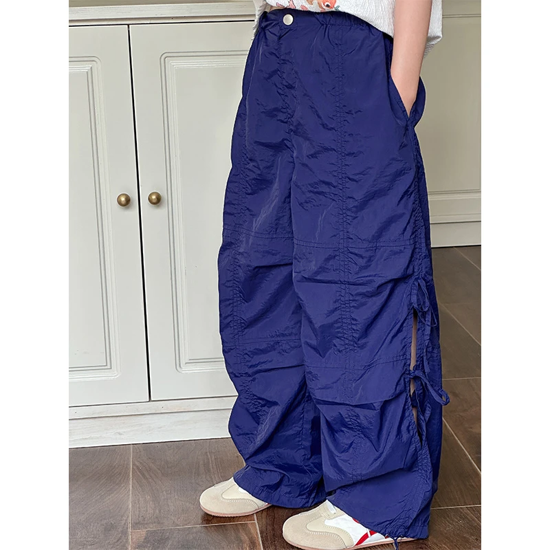 K26243飘带女童户外工装裤2025春装新款儿童裤子休闲裤夏季长裤薄