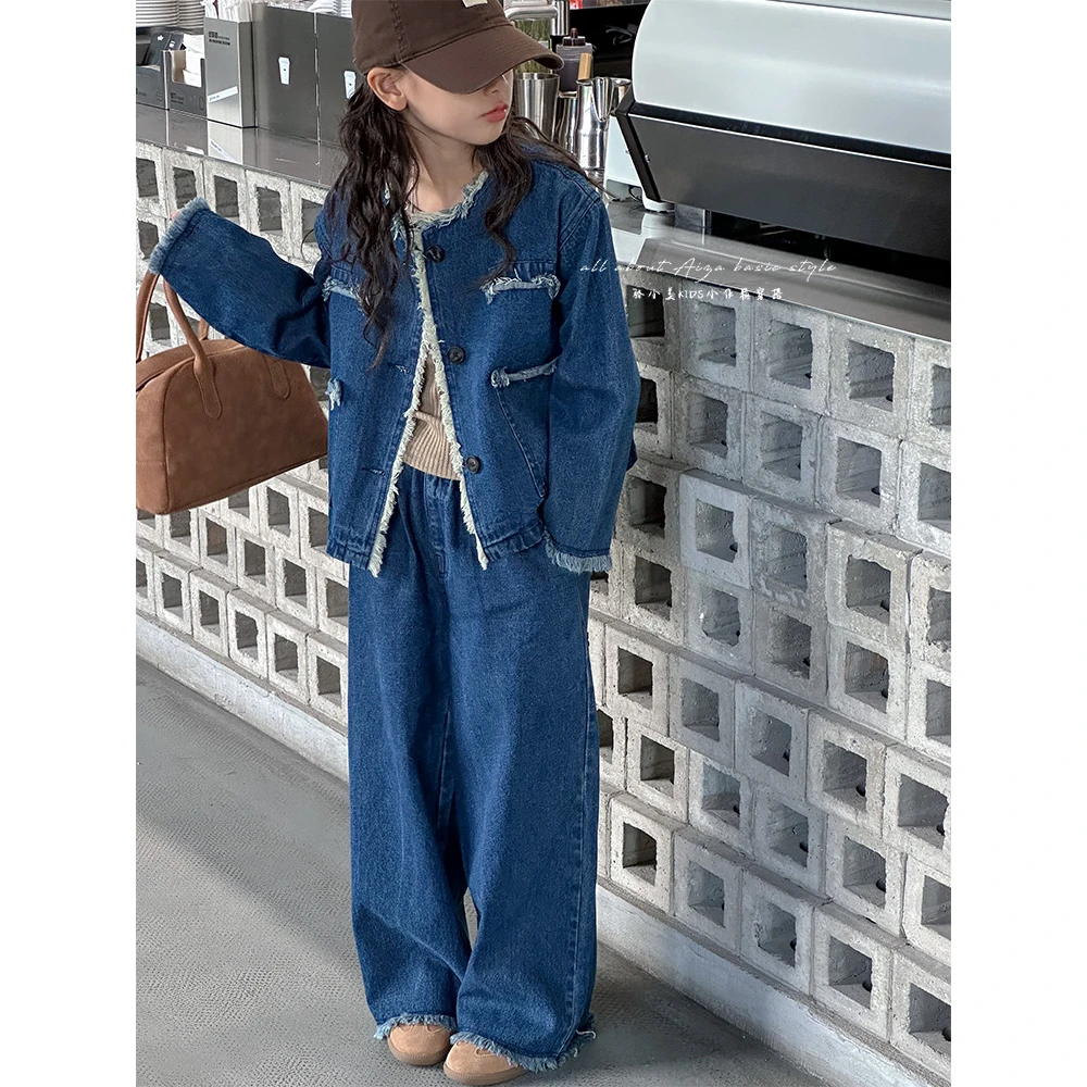 k24752韩国童装女童小香风牛仔套装春装新儿童春秋女孩时髦两件套