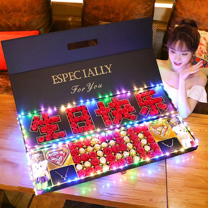 情人节生日礼物送女友老婆惊喜创意实用浪漫双层香皂花玫瑰花礼盒