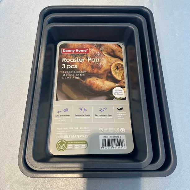 Danny Home碳钢烤盘3件套装 不粘烤盘 曲奇烤盘蛋糕烤盘 家用耐用