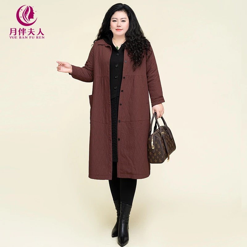 月伴夫人 2024秋季新款大码宽松显瘦遮肉夹棉百搭风衣53017-1
