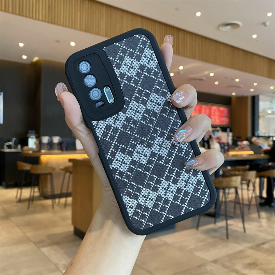 适用于荣耀20pro-贴皮菱格纹【黑色】-全包防摔硅胶软壳