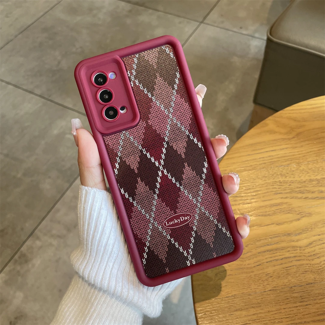 适用于OPPO Reno4Pro拼色菱格纹手机壳防摔天眼阶梯复古小众保护