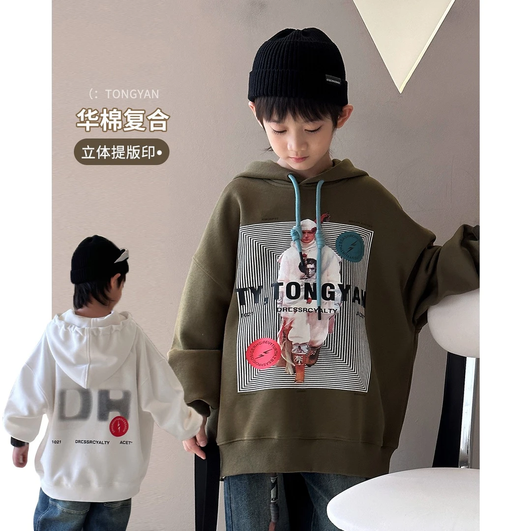 男童秋装卫衣中大童10-15岁男童装连帽上衣宽松儿童套头衫TY70628