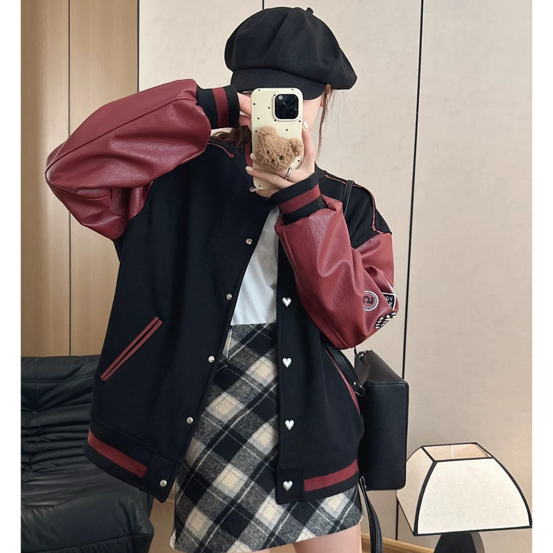 程程甄选 甜酷风爱心钉扣奥粒绒重工休闲外套2081