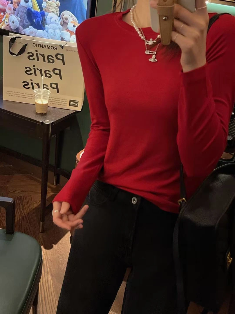 程程甄选【软糯轻薄】 简约百搭休闲打底衫1061