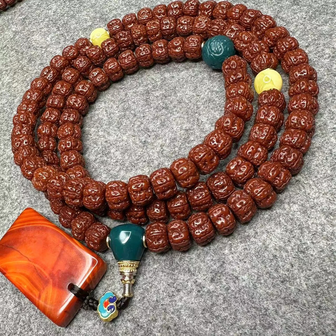 金刚菩提108颗脖挂藏式盘龙机刷成品串12mm±