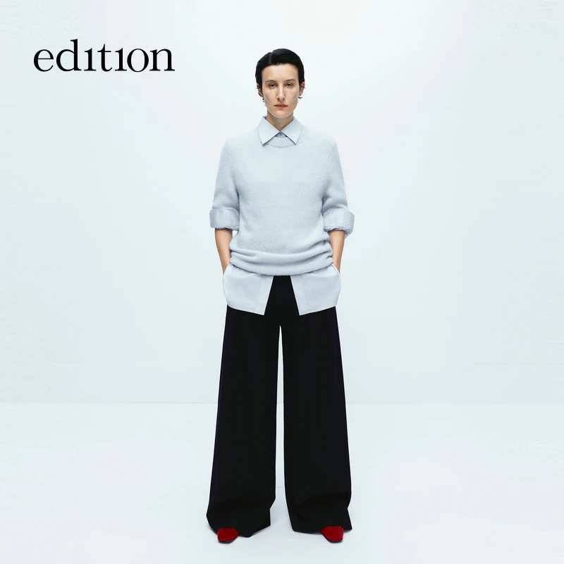 【商场同款】edition冬季款绵羊毛精纺阔腿西裤#EBD4PAT028