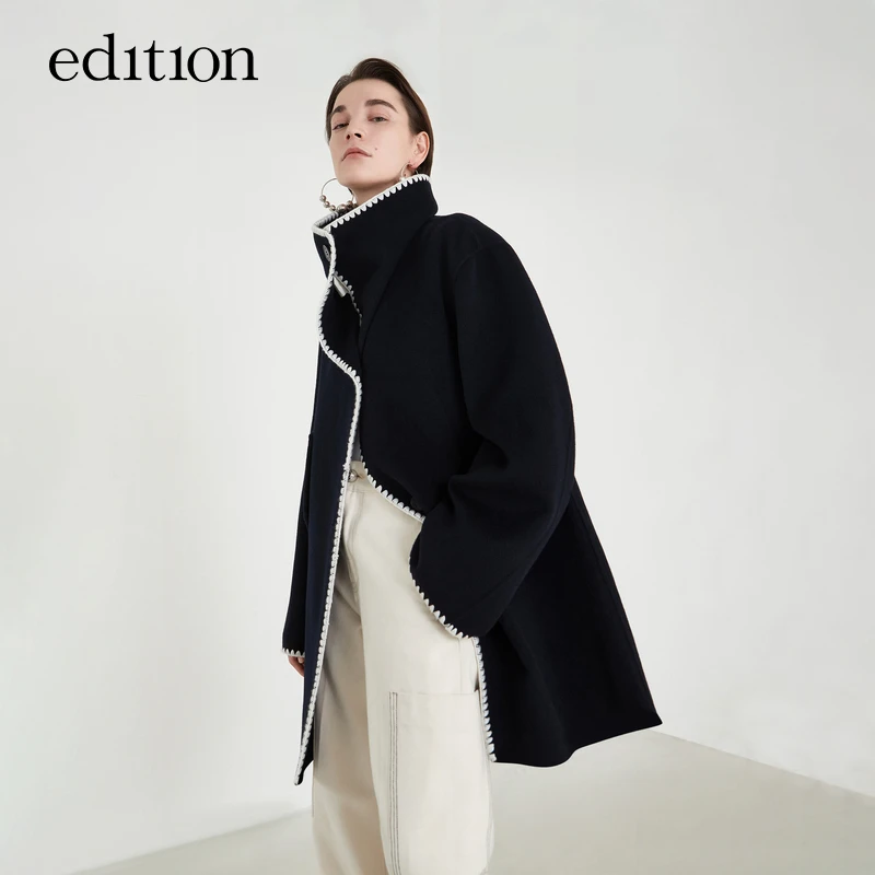 【商场同款】edition手工钩边羊毛大衣冬新款毛呢外套#EBB4OVC023
