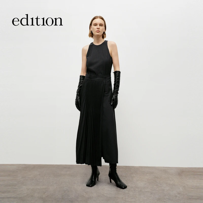 【商场同款】edition欧若风无袖压褶两件装套裙西装裙#EBD3DRS048