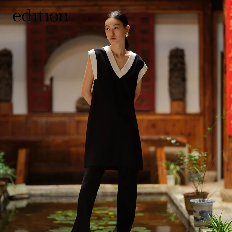 商场同款edition毛织连衣裙女秋新款背心式针织裙#EBB3DRS031