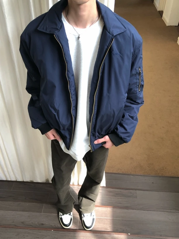 【031】BUFANSTUDIO美式复古vibe翻领飞行夹克棉服保暖bomber外套男