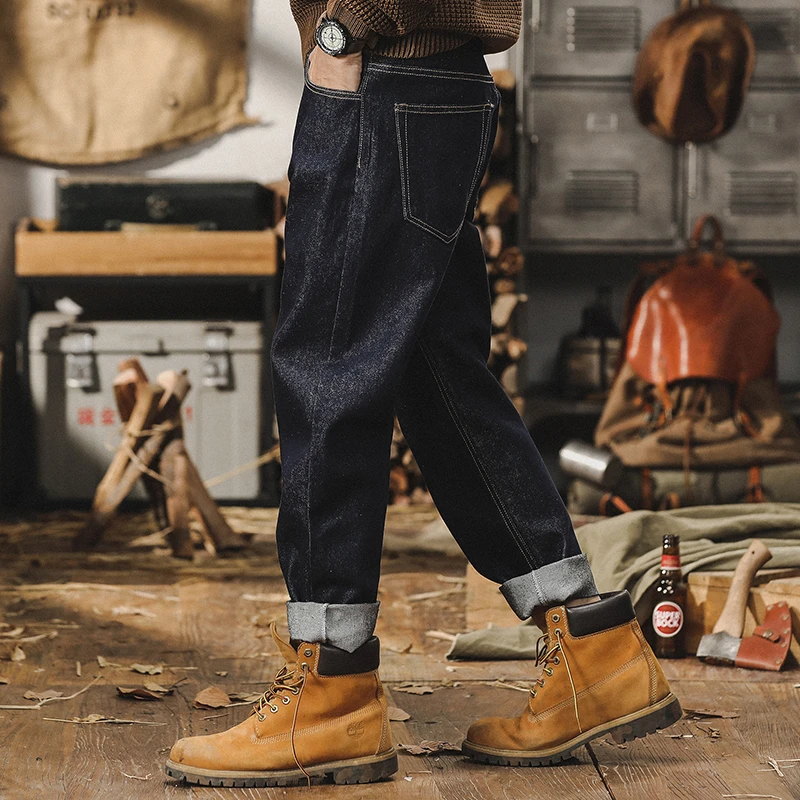 活性染不掉色牛仔裤男直筒2025秋冬新款美式经典原色水洗休闲裤男