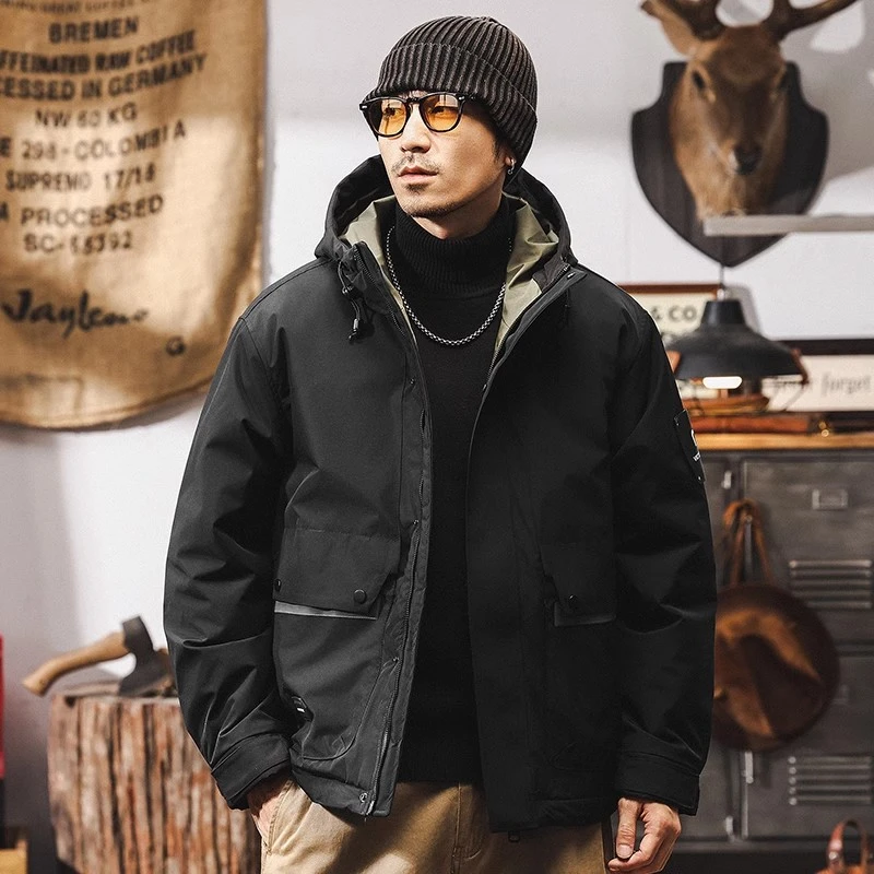 美式复古山系工装棉衣外套男秋冬加厚连帽棉袄户外防风夹克棉服男