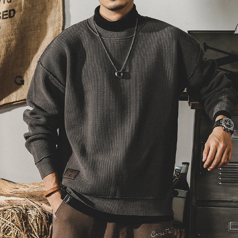 美式复古重磅毛衣男冬季加厚ins潮牌宽松大码男装穿搭男士针织衫