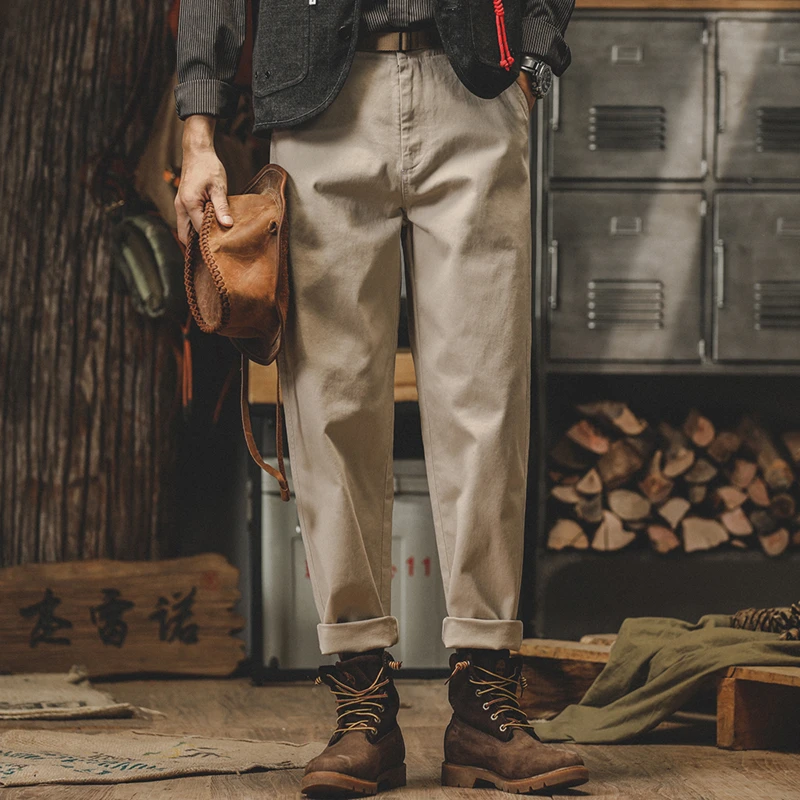 美式复古简约工装裤子男秋冬加绒2025年新款男士休闲裤宽松直筒裤