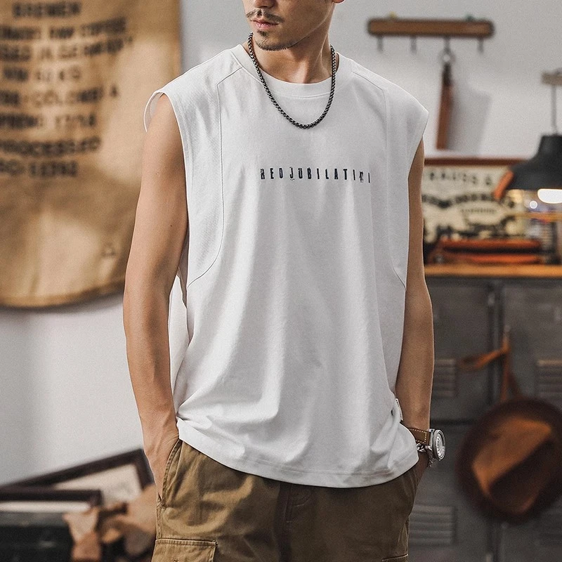白色健身背心男夏季宽松跨栏速干运动坎肩男款潮牌宽肩无袖t恤男