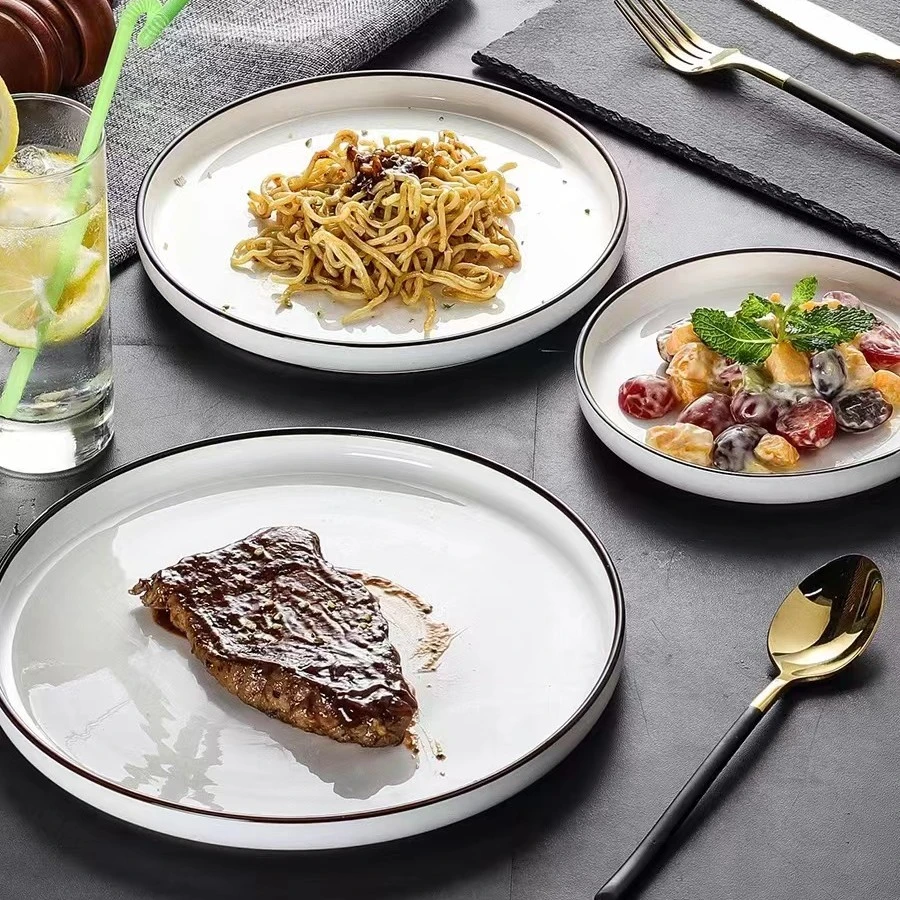 北欧9英寸陶瓷可碟盘牛排盘水果盘早餐盘创意陶瓷餐具白色瓷县令