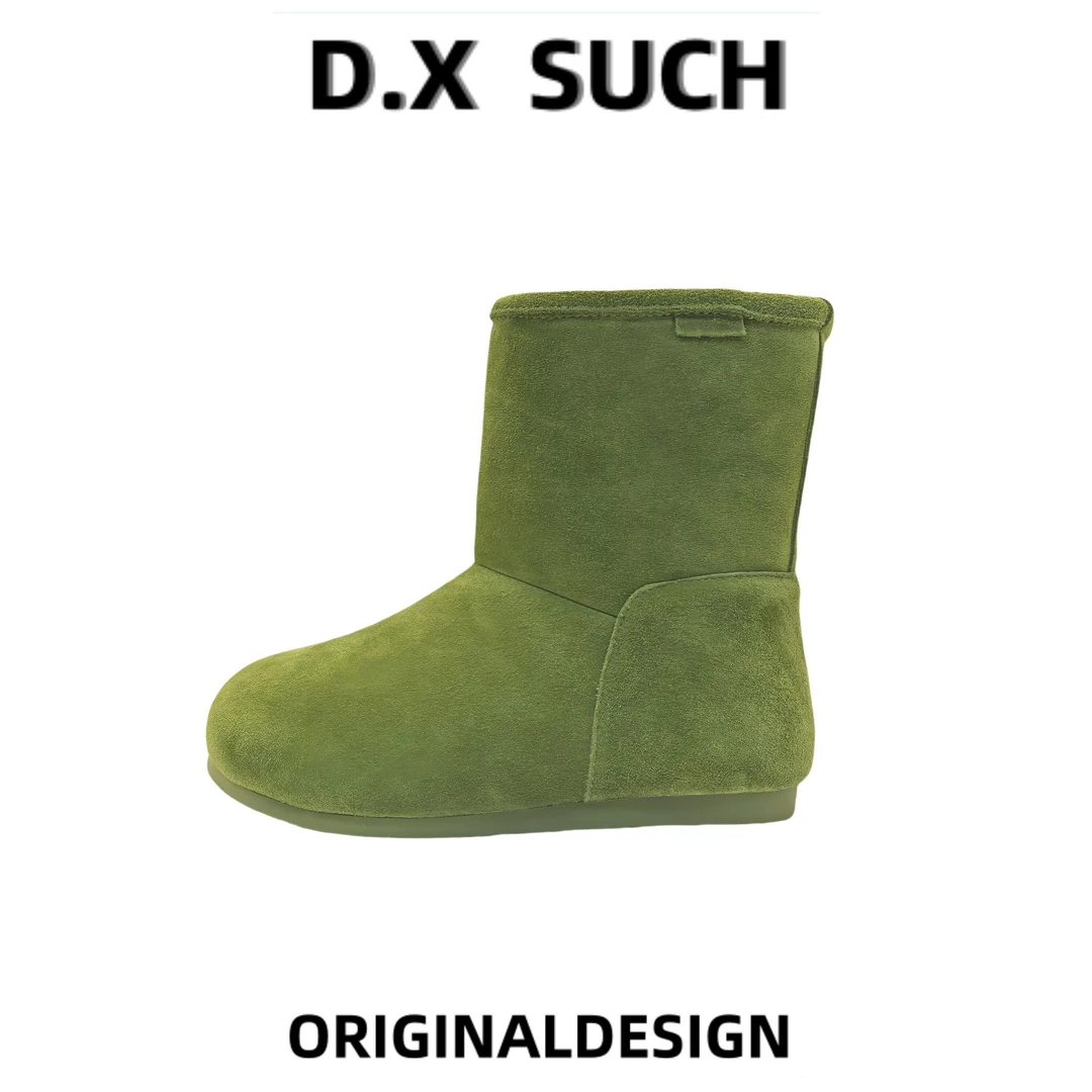 D.X 24|NEW 中筒真皮加厚保暖加绒雪地靴女款时尚百搭高帮冬季